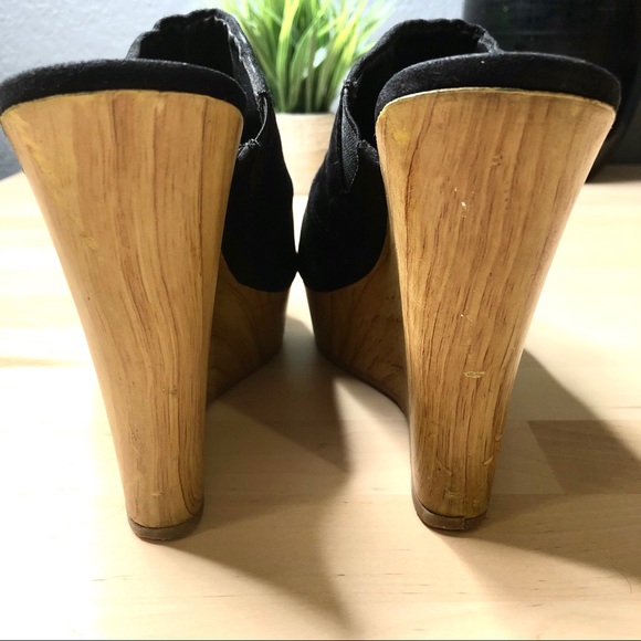 Call It Spring Black Platform Slide On Wedges - Picture 7 of 8